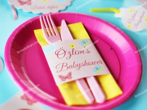 Kelebek BABY SHOWER Peçete Etiketli