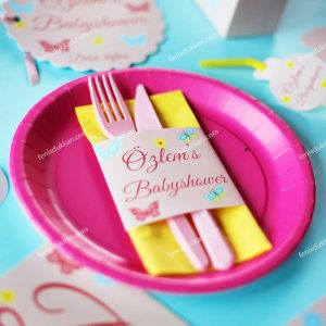 Kelebek BABY SHOWER Peçete Etiketli