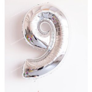 Gümüş Rengi 9 Rakam Folyo Balonu
