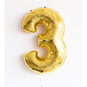 Altın Rengi 3 Rakam Folyo Balonu