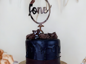 One yazılı Balon şekli Pasta Topperi Pleksi Altın