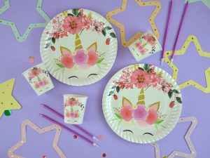 Çiçekli Unicorn Tabaklar