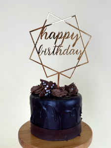 Happy Birthday Yazılı Gold Pleksi Pasta Topper