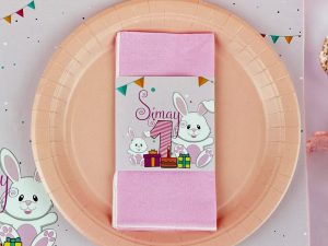 Sevimli Tavşan Peçete Etiketli