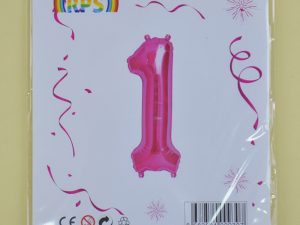 Pembe 1 Rakamı Folyo Balon