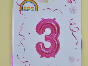 Pembe 3 Rakamı Folyo Balon