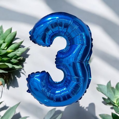 Mavi 3 Rakamı Folyo Balon