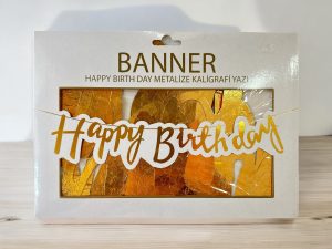 Metalize Happy Birthday Yazılı Banner