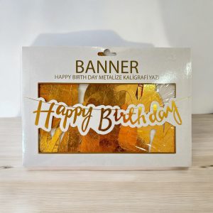 Metalize Happy Birthday Yazılı Banner