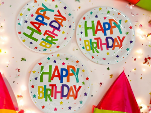 Konfeti Temalı Happy Birthday Tabak