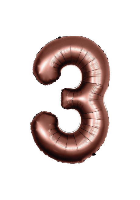 Çikolata Rengi 3 Rakam Folyo Balon