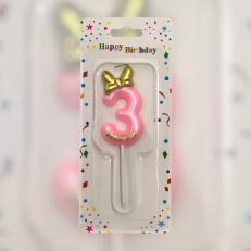 3  Yaş Mum Pembe Fiyonklu