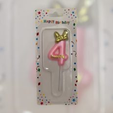 4 Yaş Mum Pembe Fiyonklu