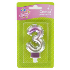 3 Rakamı Pembe Degradeli Mum