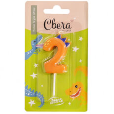 Dinozor Temalı Turuncu 2 Rakam  Doğum Günü Mum