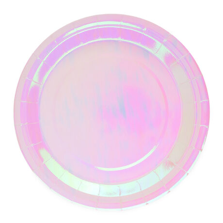 Pembe Holografik Parti Tabağı